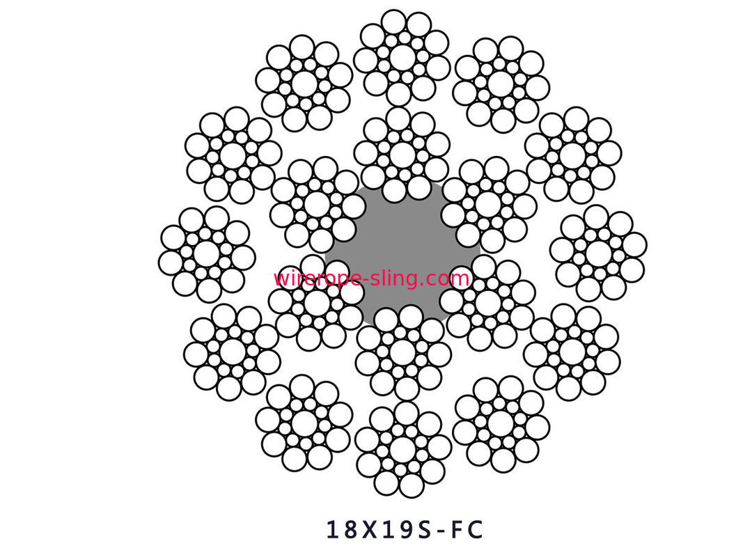 18X19S FC 드는 철사 밧줄 큰 안전율 부드러움 1960 장력 강도