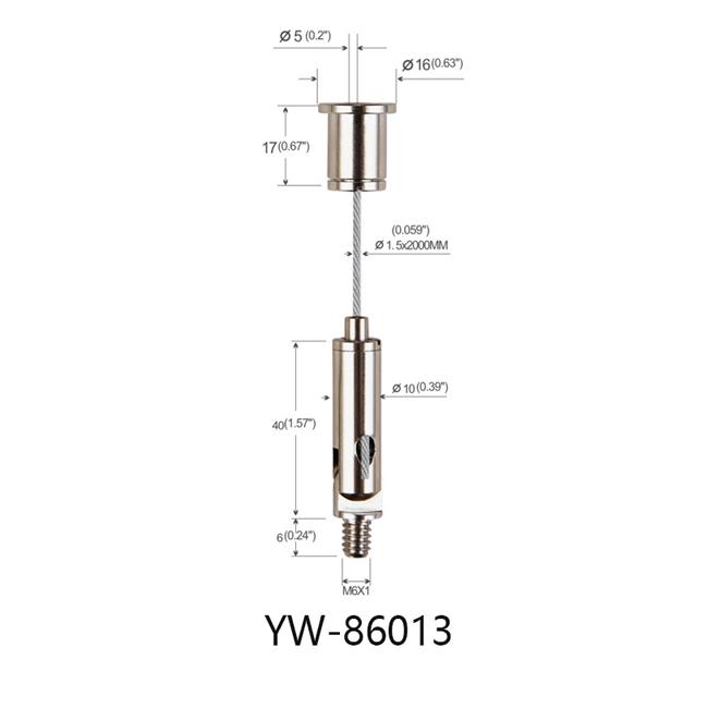 니켈 도금 황동 PVC 코팅 천장 서 스 펜 션 시스템, M6 외 나사 무늬 YW 86013 0