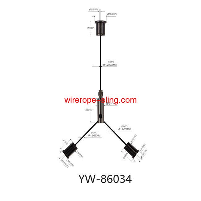 LED 패 널 랜 턴 와이어 로프 케이블 행 잉 세트 황동 블랙 Y 형 커 넥 터 YW 86034