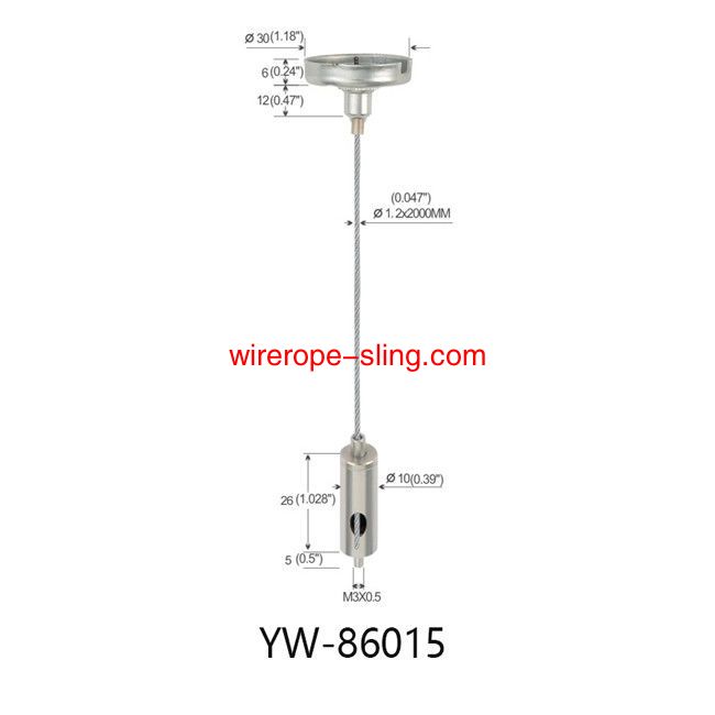 YW 86015 타 입 크레인 용 M5 외 나사 와이어 로프 행 잉 시스템 집합체