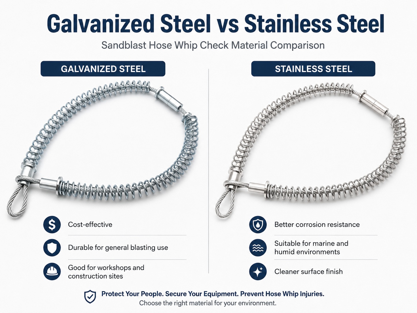 Galvanized steel and stainless steel sandblast 호스 andandandblast andandandblast 호스 andandandblast 호스 andandandblast 호스를 검사 material comparison